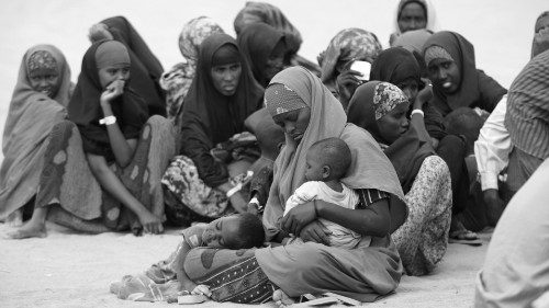 New arrivals wait to get processed. Ifo section, Dadaab camp.Dadaab camp is the largest refugee ...
