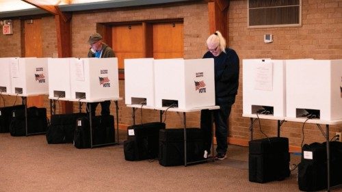 Voters fill out their ballots on Election Day in Columbus, Ohio on November 7, 2023. Residents of ...