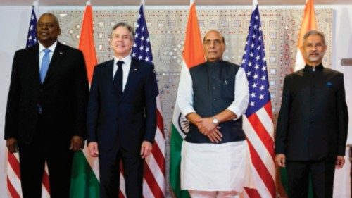 US Secretary of State Antony Blinken (2L), India's External Affairs Minister Subrahmanyam Jaishankar ...