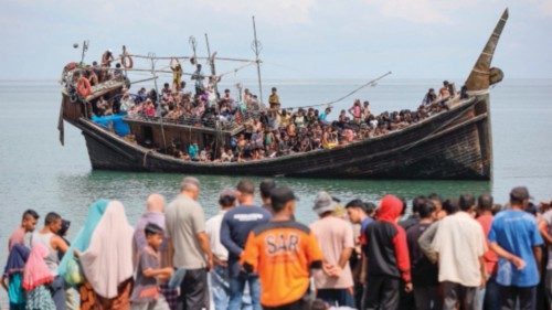 Newly arrived Rohingya refugees are stranded on a boat as the nearby community decided not to allow ...