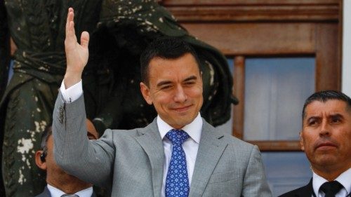 Ecuador's President-elect Daniel Noboa greets supporters from a balcony of the Sucre National ... Ecuador's President-elect Daniel Noboa greets supporters from a balcony of the Sucre National ...
