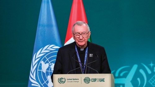 Vatican's Secretary of State Cardinal Pietro Parolin speaks during the High-Level Segment for Heads ...