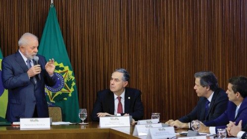 Brazil's President Luiz Inacio Lula da Silva speaks during a meeting on installation of the G20 ...