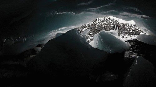 FILE PHOTO: An ice cave at the leading edge of the Pastoruri glacier is seen in Huaraz. Picture ...
