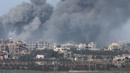Smoke rises over Gaza, amid the ongoing conflict between Israel and the Palestinian Islamist group ...