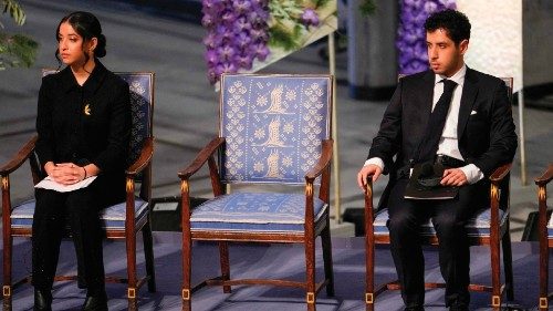Kiana Rahmani and Ali Rahmani, children of the 2023 Nobel Peace Prize laureate Narges Mohammadi, ...