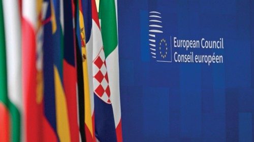 This photograph taken on December 15, 2023, shows lined up flags at the European headquarters during ... This photograph taken on December 15, 2023, shows lined up flags at the European headquarters during ...
