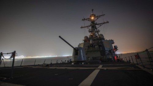 In this image obtained from the US Department of Defense, the Arleigh Burke-class guided-missile ... In this image obtained from the US Department of Defense, the Arleigh Burke-class guided-missile ...