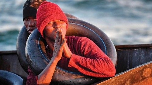 Migrants from sub-Saharan Africa sit in a makeshift boat that was being used to clandestinely make ... Migrants from sub-Saharan Africa sit in a makeshift boat that was being used to clandestinely make ...