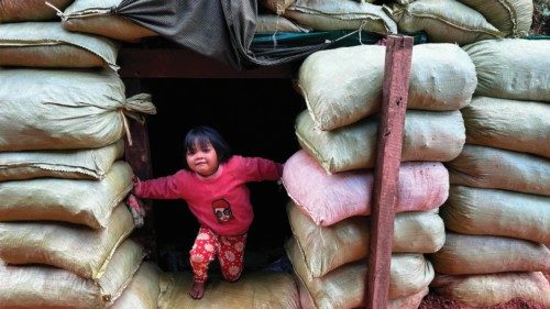 This photo taken on December 14, 2023 shows a girl playing in a bomb shelter near her home amid ... This photo taken on December 14, 2023 shows a girl playing in a bomb shelter near her home amid ...