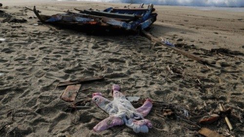 A piece of the boat and a piece of clothing from the deadly migrant shipwreck are seen in Steccato ...