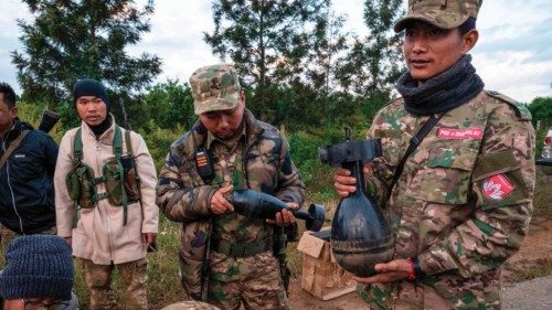 This photo taken on December 11, 2023 shows members of the Mandalay People?s Defense Forces ... This photo taken on December 11, 2023 shows members of the Mandalay People?s Defense Forces ...