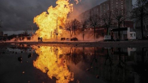 epa11053184 Firefighters work to extinguish a fire near a car dealership after a missile strike in ... epa11053184 Firefighters work to extinguish a fire near a car dealership after a missile strike in ...