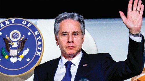 US Secretary of State Antony Blinken gestures as he arrives in Abu Dhabi on January 7, 2024, during ... US Secretary of State Antony Blinken gestures as he arrives in Abu Dhabi on January 7, 2024, during ...