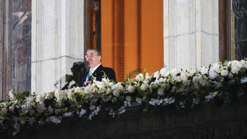 Guatemala's President Bernardo Arevalo speaks from the balcony of ... Guatemala's President Bernardo Arevalo speaks from the balcony of ...