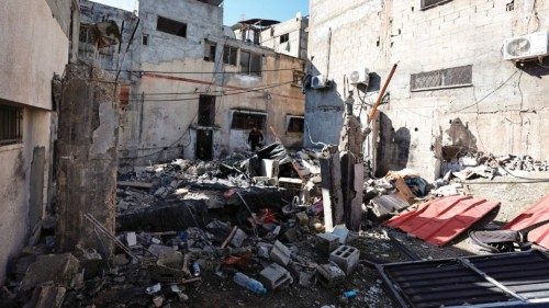 This photograph taken on January 19, 2024 in the occupied West Bank shows the rubble of a demolished ... This photograph taken on January 19, 2024 in the occupied West Bank shows the rubble of a demolished ...