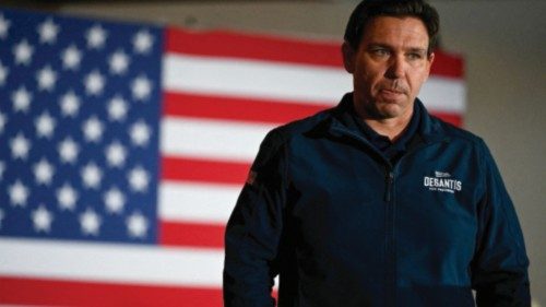 FILE PHOTO: Republican presidential candidate and Florida Governor Ron DeSantis attends a Never Back ... FILE PHOTO: Republican presidential candidate and Florida Governor Ron DeSantis attends a Never Back ...