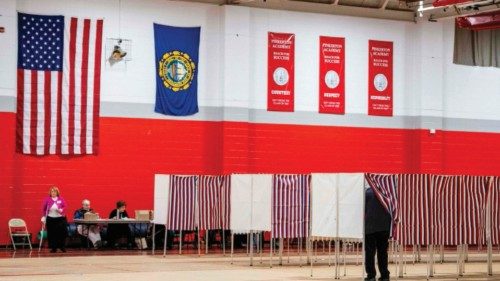 New Hampshire residents cast their ballots in the state's primary at the Pinkerton Academy in Derry, ...