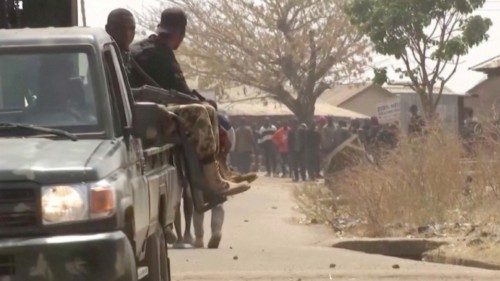 Security personnel patrol the streets amid a surge in violence in Mangu, Plateau State, Nigeria, ...