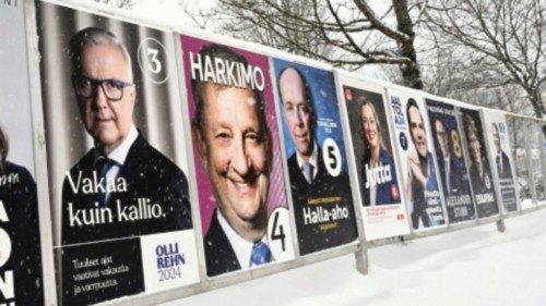 FILE PHOTO: Presidential candidates are pictured on election posters in Espoo, Finland, January 18, ...