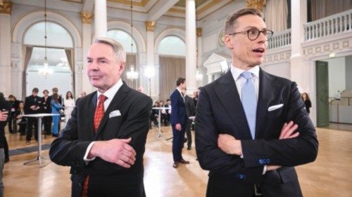 epa11111457 Alexander Stubb (R) from National Coalition Party and Pekka Haavisto (L) from The ...