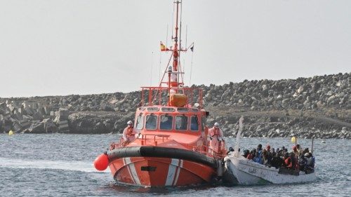epa11112787 Migrants react upon arrival to La Restinga's port, in El Hiero, Canary islands, Spain, ... epa11112787 Migrants react upon arrival to La Restinga's port, in El Hiero, Canary islands, Spain, ...