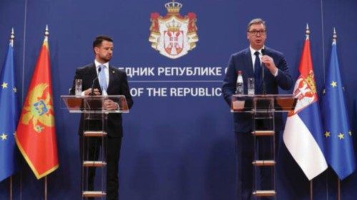 epa10737264 Serbian President Aleksandar Vucic (R) and Montenegro's President Jakov Milatovic (L) ... epa10737264 Serbian President Aleksandar Vucic (R) and Montenegro's President Jakov Milatovic (L) ...