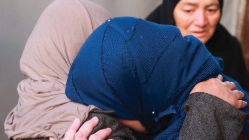 EDITORS NOTE: Graphic content / Palestinian women mourn outside the Najjar hospital in Rafah before ... EDITORS NOTE: Graphic content / Palestinian women mourn outside the Najjar hospital in Rafah before ...