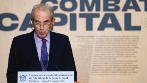 (FILES) French former Justice Minister Robert Badinter delivers a speech during the commemoration of ... (FILES) French former Justice Minister Robert Badinter delivers a speech during the commemoration of ...
