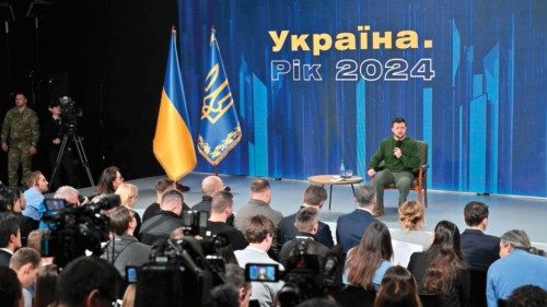 Ukraine's President Volodymyr Zelensky speaks during a press conference as part of the 'Ukraine Year ... Ukraine's President Volodymyr Zelensky speaks during a press conference as part of the 'Ukraine Year ...