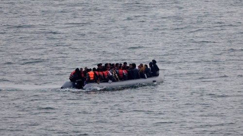 FILE PHOTO: A group of migrants on an inflatable dinghy is seen from the French rescue vessel ... FILE PHOTO: A group of migrants on an inflatable dinghy is seen from the French rescue vessel ...