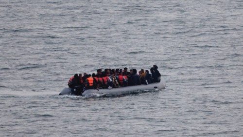 FILE PHOTO: A group of migrants on an inflatable dinghy is seen from the French rescue vessel ... FILE PHOTO: A group of migrants on an inflatable dinghy is seen from the French rescue vessel ...