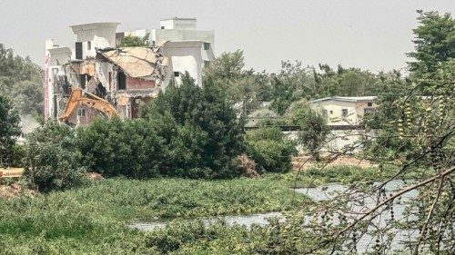 Heavy machinery are seen operating outside the headquarter of the Chadian opposition Party Without ... Heavy machinery are seen operating outside the headquarter of the Chadian opposition Party Without ...