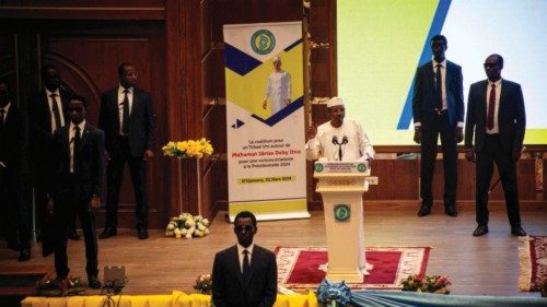 Chad transitional president General Mahamat Idriss Deby address supporters at the Chadian Ministry ... Chad transitional president General Mahamat Idriss Deby address supporters at the Chadian Ministry ...