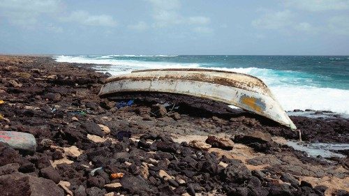 This photo taken near the fishing village of Calhau in Sao Vicente on March 5, 2024 shows a pirogue ...