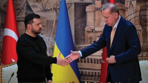 TOPSHOT - Turkish President Recep Tayyip Erdogan (R) shakes hands with Ukrainian President Volodymyr ... TOPSHOT - Turkish President Recep Tayyip Erdogan (R) shakes hands with Ukrainian President Volodymyr ...