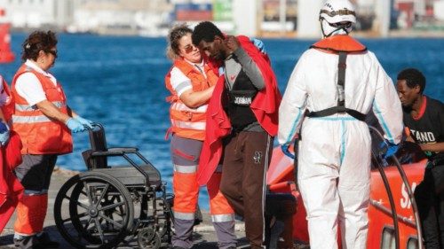 epa11222951 Migrants rescued by the Spanish Salvamento Maritimo arrive at the port of Arrecife in ... epa11222951 Migrants rescued by the Spanish Salvamento Maritimo arrive at the port of Arrecife in ...