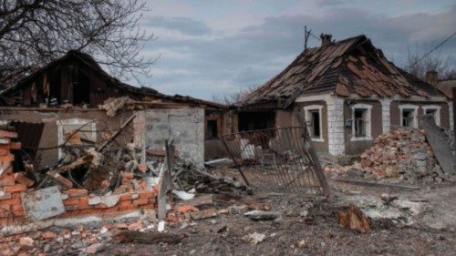 A view shows a damaged house following recent shelling in Donetsk, Russian-controlled Ukraine, on ...