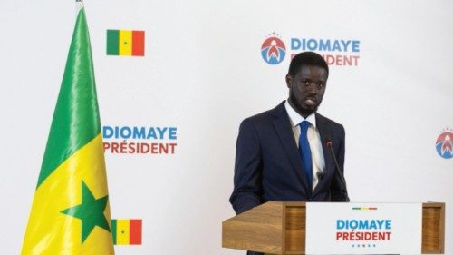 epa11243685 Opposition presidential candidate Bassirou Diomaye Faye speaks during his first press ... epa11243685 Opposition presidential candidate Bassirou Diomaye Faye speaks during his first press ...