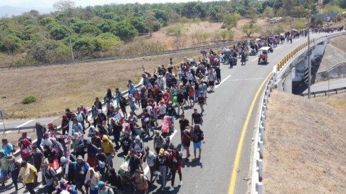 epa11245611 Migrants walk in a caravan called 'Viacrucis migrant' which heads towards Mexico City, ... epa11245611 Migrants walk in a caravan called 'Viacrucis migrant' which heads towards Mexico City, ...