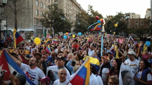 Venezuelans in Chile gather to protest against President Nicolas Maduro's government, in Santiago, ...
