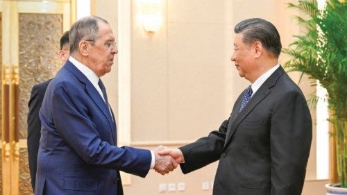 epa11267515 Russian Foreign Minister Sergey Lavrov (L) meets Chinese President Xi Jinping at the ... epa11267515 Russian Foreign Minister Sergey Lavrov (L) meets Chinese President Xi Jinping at the ...