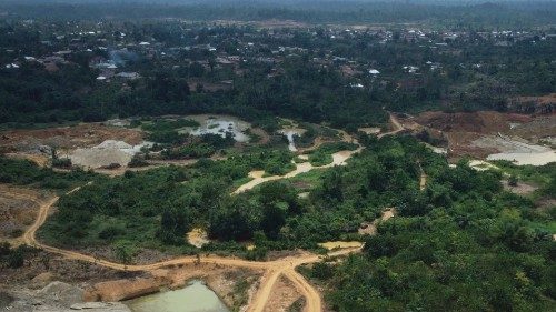 A drone view shows cocoa plantations and farms destroyed by illegal gold mining in Kwabeng, in the ... A drone view shows cocoa plantations and farms destroyed by illegal gold mining in Kwabeng, in the ...