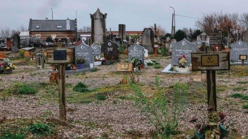 This photograph taken on December 19, 2023, shows a partial view of the North Calais cemetery, in ...