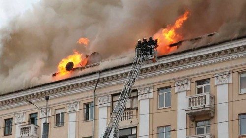 TOPSHOT - This handout photograph taken and released by Ukrainian Emergency Service on April 19, ... TOPSHOT - This handout photograph taken and released by Ukrainian Emergency Service on April 19, ...