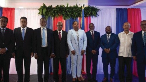 epa11310822 Former president of the Senate Edgard Leblanc Fils (4-L) poses with other members of the ... epa11310822 Former president of the Senate Edgard Leblanc Fils (4-L) poses with other members of the ...