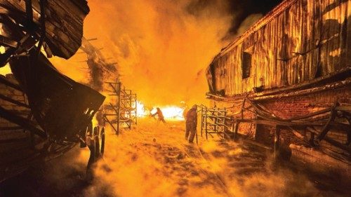 Firefighters work at a site of a Russian drone strike, amid Russia's attack on Ukraine, in Kharkiv, ... Firefighters work at a site of a Russian drone strike, amid Russia's attack on Ukraine, in Kharkiv, ...