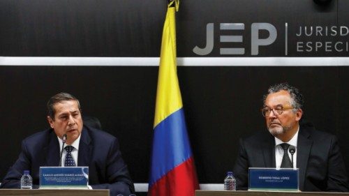 epa11308795 Camilo Andres Suarez (L), the president of the first instance section for cases of ... epa11308795 Camilo Andres Suarez (L), the president of the first instance section for cases of ...