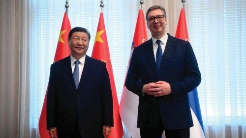 This handout photograph taken and released by Serbia's Presidential press service on May 8, 2024, ... This handout photograph taken and released by Serbia's Presidential press service on May 8, 2024, ...