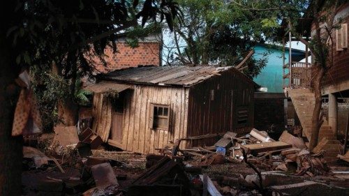 TOPSHOT - A house partially destroyed by flooding is pictured in Sao Sebastiao do Cai, Rio Grande do ... TOPSHOT - A house partially destroyed by flooding is pictured in Sao Sebastiao do Cai, Rio Grande do ...
